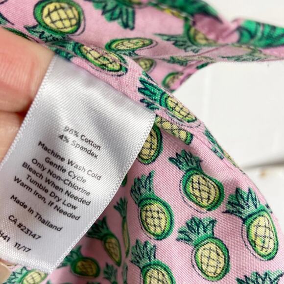 Talbots Pineapple Blouse Pink Yellow‎ Scalloped Sleeveless Top Womens Size 10 - Picture 8 of 8
